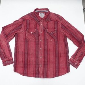 Levi Strauss & Co. Pearl Snap Button Shirt Men's Size 2XL Red Plaid Long Sleeve